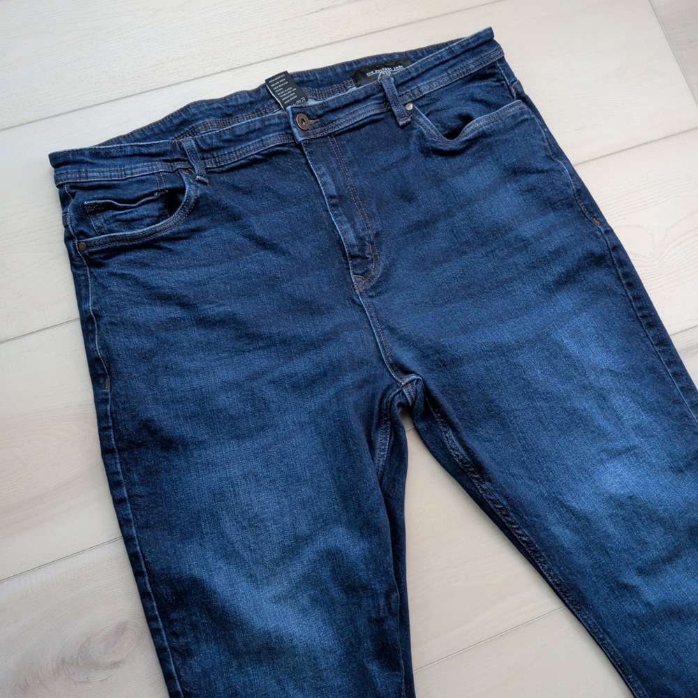 The Perfect Jean NYC Mens 42x34 Bootcut Dark Wash Indigo Blue Stretch Jeans